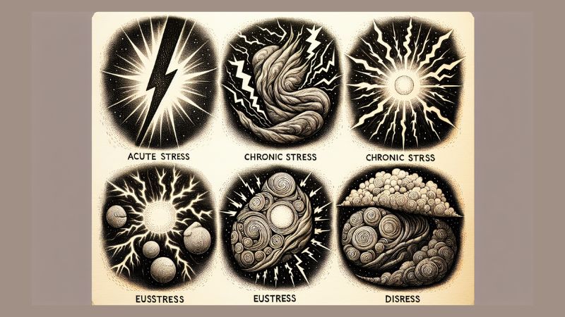 Eine Zeichnung, die verschiedene Formen von Stress darstellt