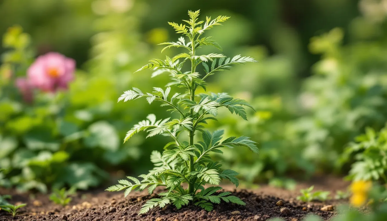 Einjähriger Beifuß (Artemisia annua) in einem Garten.