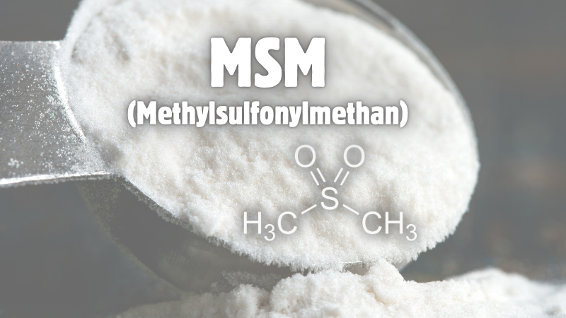 Eine chemische Strukturformel von Methylsulfonylmethan (MSM).